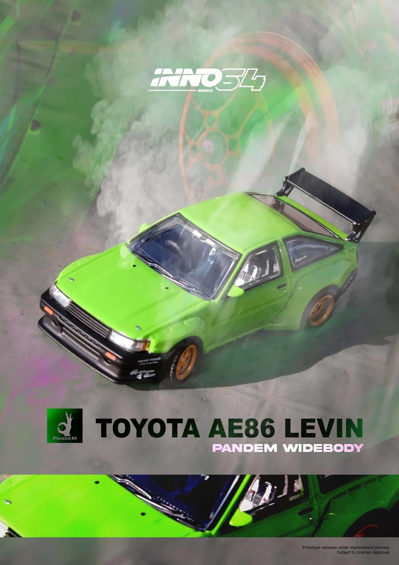 TOYOTA AE86 Levin "PANDEM ROCKET BUNNY" Green - INNO64 1:64