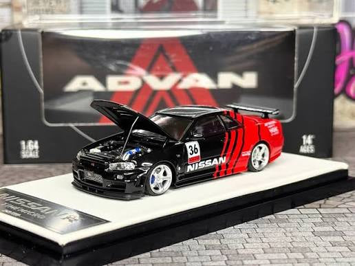 Nissan Skyline GTR R34 ADVAN *LIMITED 1999pcs MADE* - Time Micro 1:64
