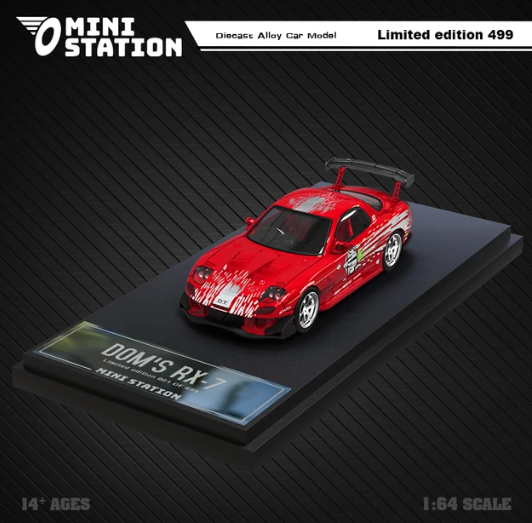 Mini Station Doms Mazda RX-7 **LIMITED EDITION 499PCS** 1:64 Scale