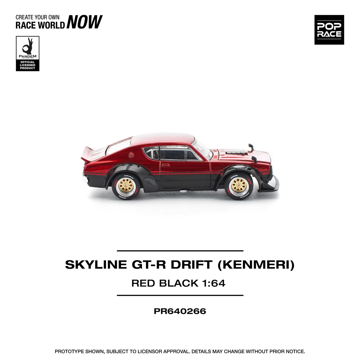 Nissan Skyline KPGC110 GT-R V8 Drift (Kenmeri) Red Black – PR64-0266